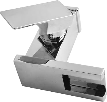 Waterfall Bathroom Basin Faucet with LED Temperature Sensor Lights Single Handle Deck Mount Mixer Tap in Copper for Modern Wash Basin Cabinet Colour Changing Waterfall Spout Design (Silver)