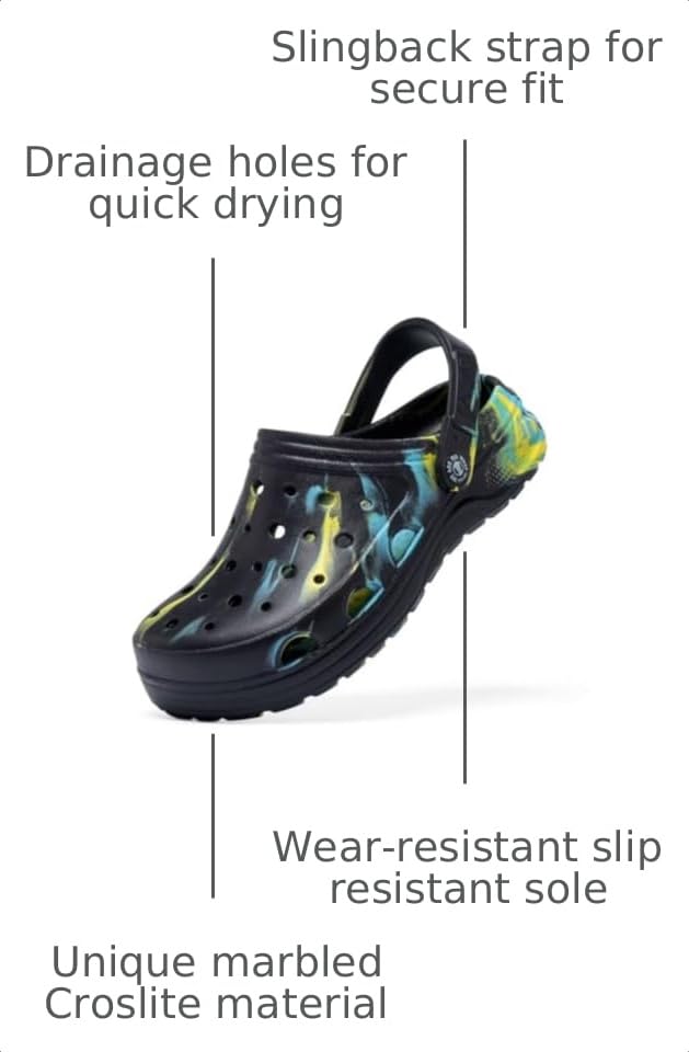 Image of Kids Boys&Girls Black Camouflage Clogs Children's Beach Shoes Classic Marbled Tie Dye Clog Little Kid