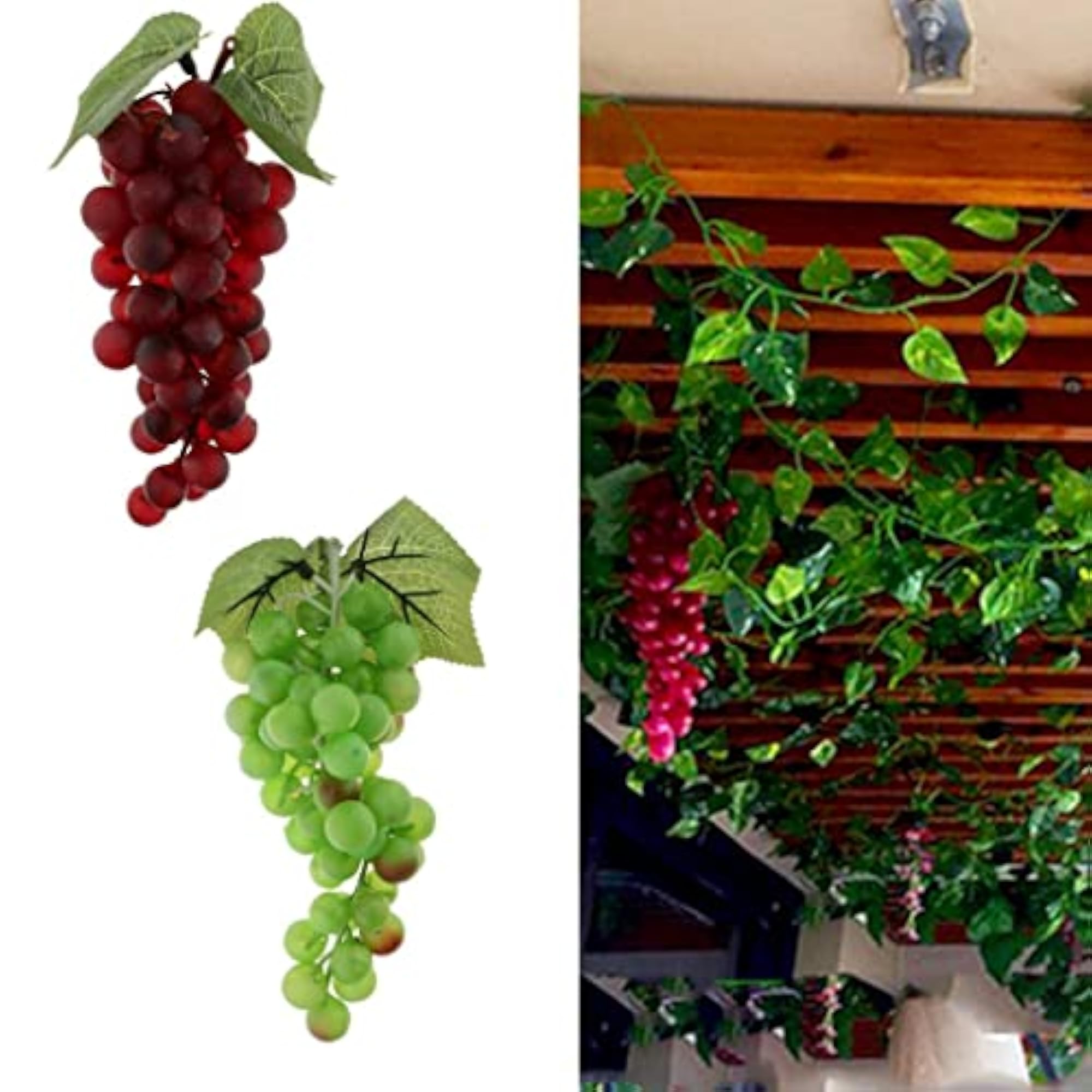 6xArtificial Fake Grape Fruit Home Kitchen Cabinet Display Green-60 Grapes