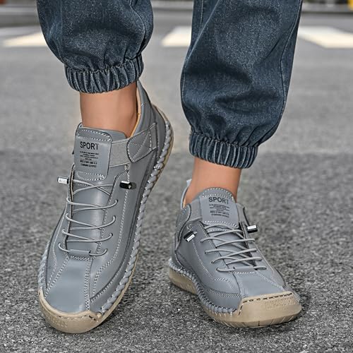 Image of Womens Casual Shoes Ankle Chukka Boots Slip On Breathable Loafers Handmade Fashion Sneakers Mid top Walking Driving Flats Shoes