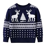 [HongzyFirm] クリスマス セーター キッズ ベビー服 ノルディック柄 可愛い プルオーバー 防寒 女の子 男の子 韓国風 面白い 長袖 男女兼用 丸首 インナー トップス ニット 子供服 厚手 春秋冬 ニットセーター 子供 暖かい 新年 プレゼント