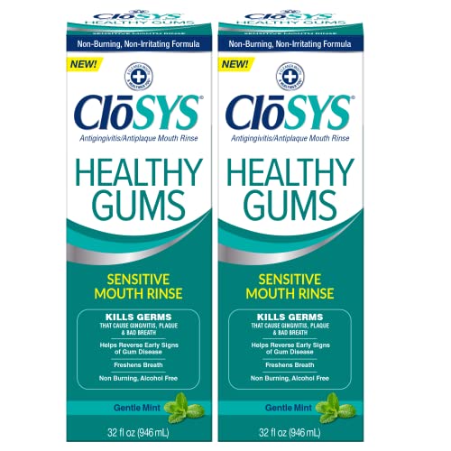 Closys Healthy Gums Mouthwash, Antiplaque and Antigingivitis for Gum Health, Non-Burning, Non-Irritating – 32 Fl Oz (Twin Pack)