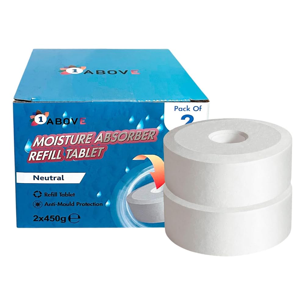1ABOVE Dehumidifier Refill Tabs – 2-Pack | Universal Fit for 450g Units or 1L Moisture Traps | Eliminates Damp, Condensation & Odours | Ideal for Home, Office, Garage, Bathroom