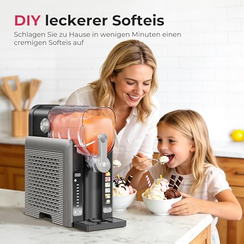 INITIO Slush Maschine mit 6 Modi, 2,6L Slush Eismaschine für Slushi, Eiscreme, Eis-Cocktails, Eiskaffee, Milchshakes, Ohne Eis Benötigt, Touch-Steuerung, Selbstreinigend, Grau, 8 Dickenstufen+1PACK