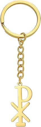EUEAVAN Chi Rho Christogram Symbol Keychain Alpha Omega Keyring IXCI ...