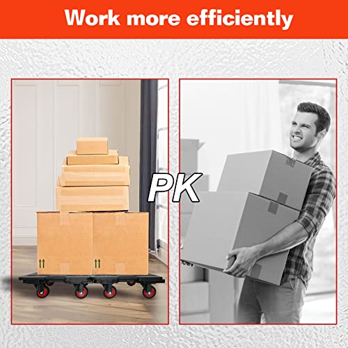 Imgzar Furniture Dolly Cart For Moving Cart With 4 Wheels Flat Dolly Cart With 2 X 100＂ Bungee Cords And A Free Pair Of Gloves, Each Measures 24" X 16" X 5.5" 660Lbs Capacity, 2 Pack Black #TOP7