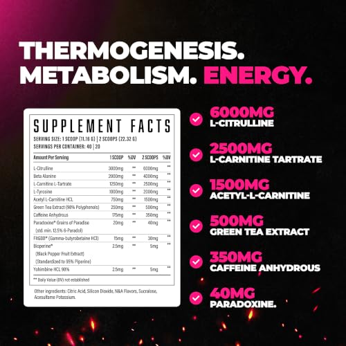 Image of Wrecked Inferno - Thermogenic Pre Workout For Men & Women, Increase Energy, Boost Thermogenesis & Metabolism, Enhance Exercise Performance - Contains L-Citrulline, L-Carnitine, Beta-Alanine & More