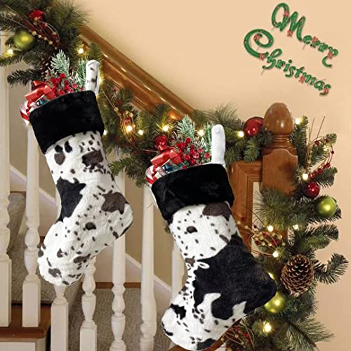 Qiaoniuniu 2 Pieces Cow Faux Fur Christmas Stockings Decorations, 20 Inches Large Christmas Stockings For Xmas Holiday, Christmas Tree, Fireplace #TOP6