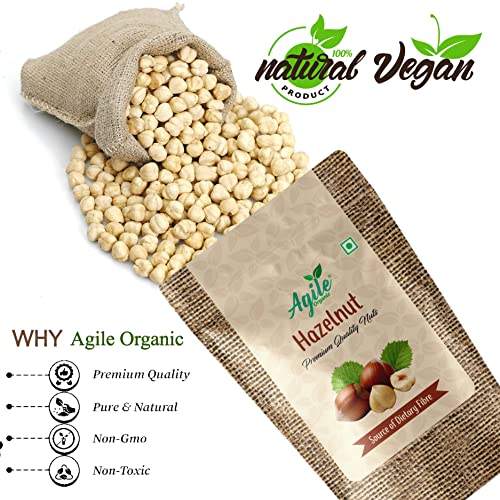 Image of Agile Organic Jumbo Turkish Hazelnut 100g | Vegan | For Making Chocolates | Without Shell | Crunchy & Tasty | Hazel Nuts 100 grams