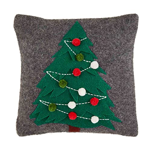 Mud Pie Christmas Pillow, Tree, 8" x 8"
