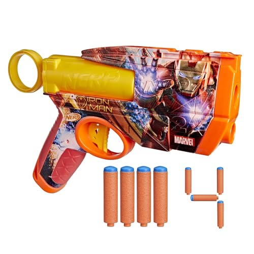Nerf Marvel Iron Man Dart Blaster | 4 Nerf N1 Foam Darts | Iron Man-Inspired Blaster Skin Designs | Kids Gifts |Outdoor Toys & Games for Ages 8+ (Amazon Exclusive)