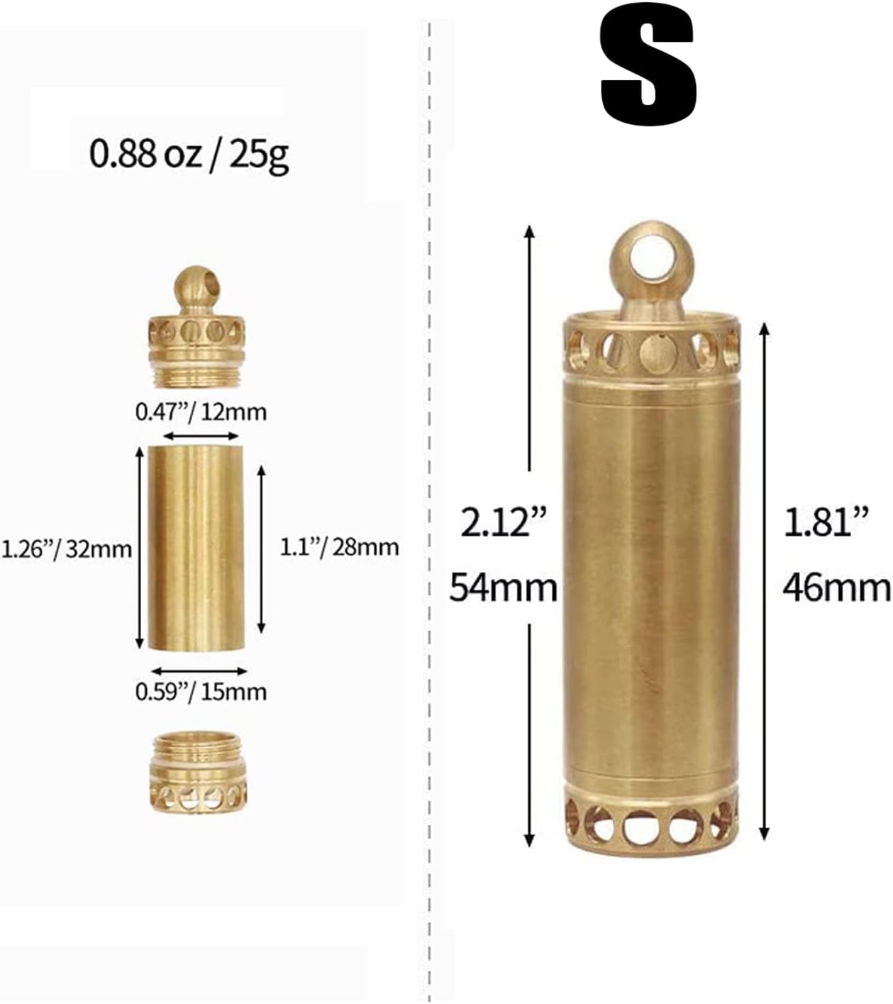 Small Brass Pill Box, Nitro Pill Case Keychain Waterproof, Travel Pill Holder for Purse, Air-Tight EDC Accessory Case, Outdoor Pill Bottle, Portable Pocket Airtight Pill Organizer, 2Pcs