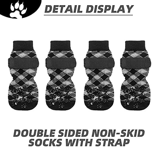 Expawlorer Double Side Anti-Slip Dog Socks - Dog Shoes For Hot Pavement, Adjustable Pet Paw Protector, Traction Control Non-Skid For Indoor On Hardwood Floor Wear,Dog Booties For Outdoor #TOP4