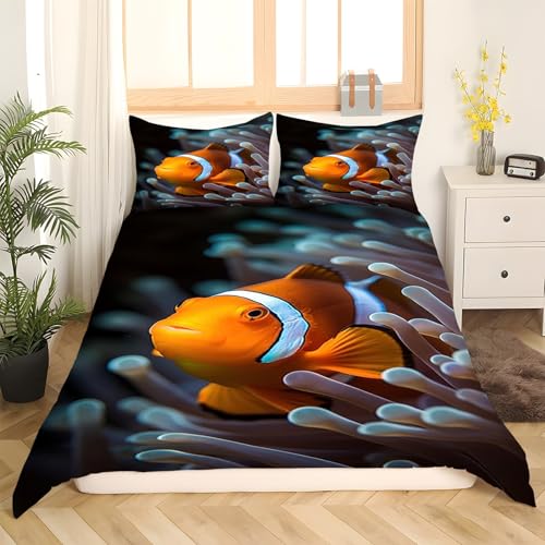 Parure de Lit 160x200 Corail Petit Poisson pour Chambre Parentale Zen
