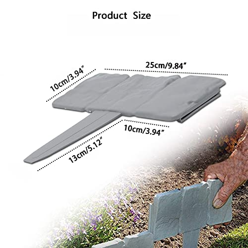 Garden Plastic Fence Edging, 20Pcs Grey Cobbled Stone Effect Fence Lawn Plant Border Decorative Flower Tree Grass Bed Border For Landscaping Garden #TOP1