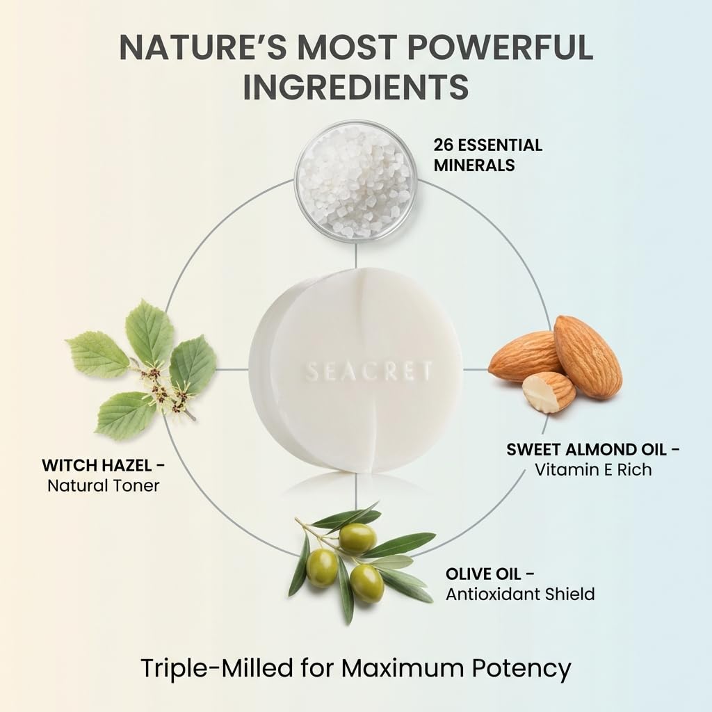 SEACRET Minerals Mineral Soap, All Natural Body Soap Bar, Enriched with Dead Sea Minerals, Nourishes and Soothes Skin, 4.4 Oz / 125 g - Image 2