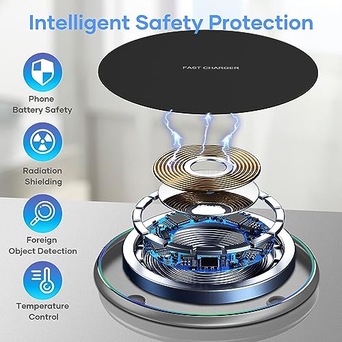 Carregador sem fio compatível com iPhone 16 15 14 13 12 11 Pro Max/Mini/Plus/XR/X/8, 15W Max Fast Wi