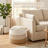 Artfeel 70L Large Cotton Rope Basket, Decorative Woven Blanket Storage for Living Room, Boho Toy Storage & Toy Box for Kids, Versatile Laundry Basket & Nursery Hamper for Blankets(Brown)