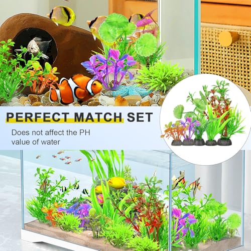 gupawix 30Pcs Aquarium Plants, Green Fish Tank Plants, Artificial Aquarium Fish Tant Decor Plants, Plastic Water Grass Fish Tank Decorations