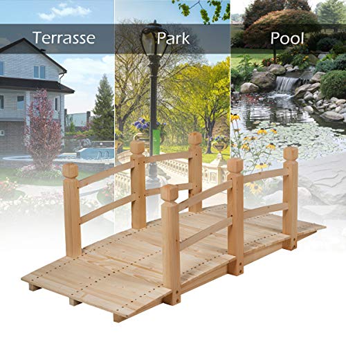 Teichbrücke aus massivem Holz für Garten und Dekoration