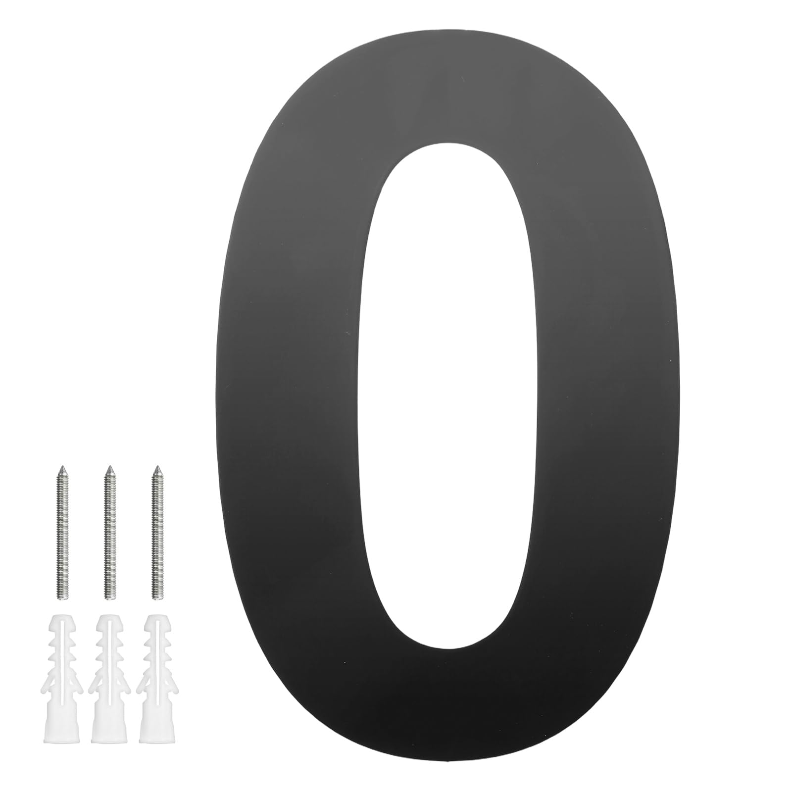 M METERXITY 1-Pack Modern Floating House Numbers for Outside, 6 Inch Stainless Steel Glossy Black Large Address Numbers Floating Mount with Nail Kits for Door/Street/Outdoors [Digit 0]