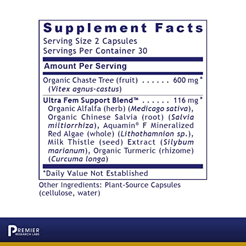 Premier Research Labs Fem Balance-Fx - Features Organic Chaste Tree Fruit, Alfalfa, Chinese Salvia & Turmeric - Nutraceutical Formulation For Healthy Female Support - 60 Plant-Source Capsules #TOP1