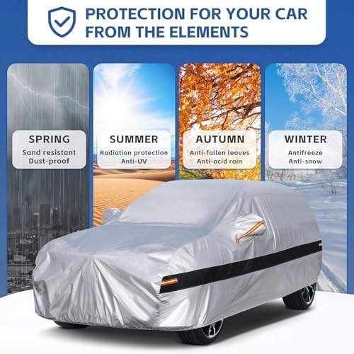 Image of Holhtly Car Cover Custom Fit for BMW X5, Car Covers for Automobiles All Weather Waterproof Sun Snow Rain Wind Dust Protection, Outdoor Car Cover Gray & Black