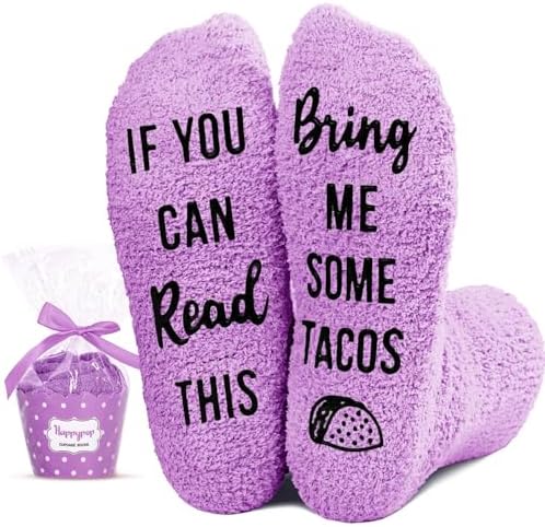 HAPPYPOP Cute Fuzzy Socks for Women - Cupcake Sushi Gifts, Taco Donut Socks, Funny Slipper Socks
