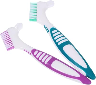 2pcs Travel Denture Brush Double-Sided Denture Cleaners Fine Bristles Easy to Use for Care