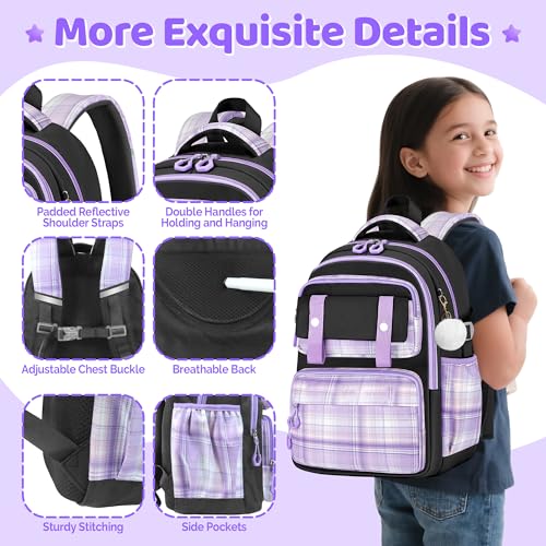 Backpacks for Girls, Girls Backpack with Lunch Box and Pencil Case, Cute Bookbag Aesthetic School Bags for Teen Kids2