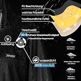 Peter Patter Regenmantel damen gefüttert mit Teddy-Fleece Regenjacke damen wasserdicht mit Kunstfell warm Friesennerz lang PU Windbreaker Regenparka für Winter,schwarz,38