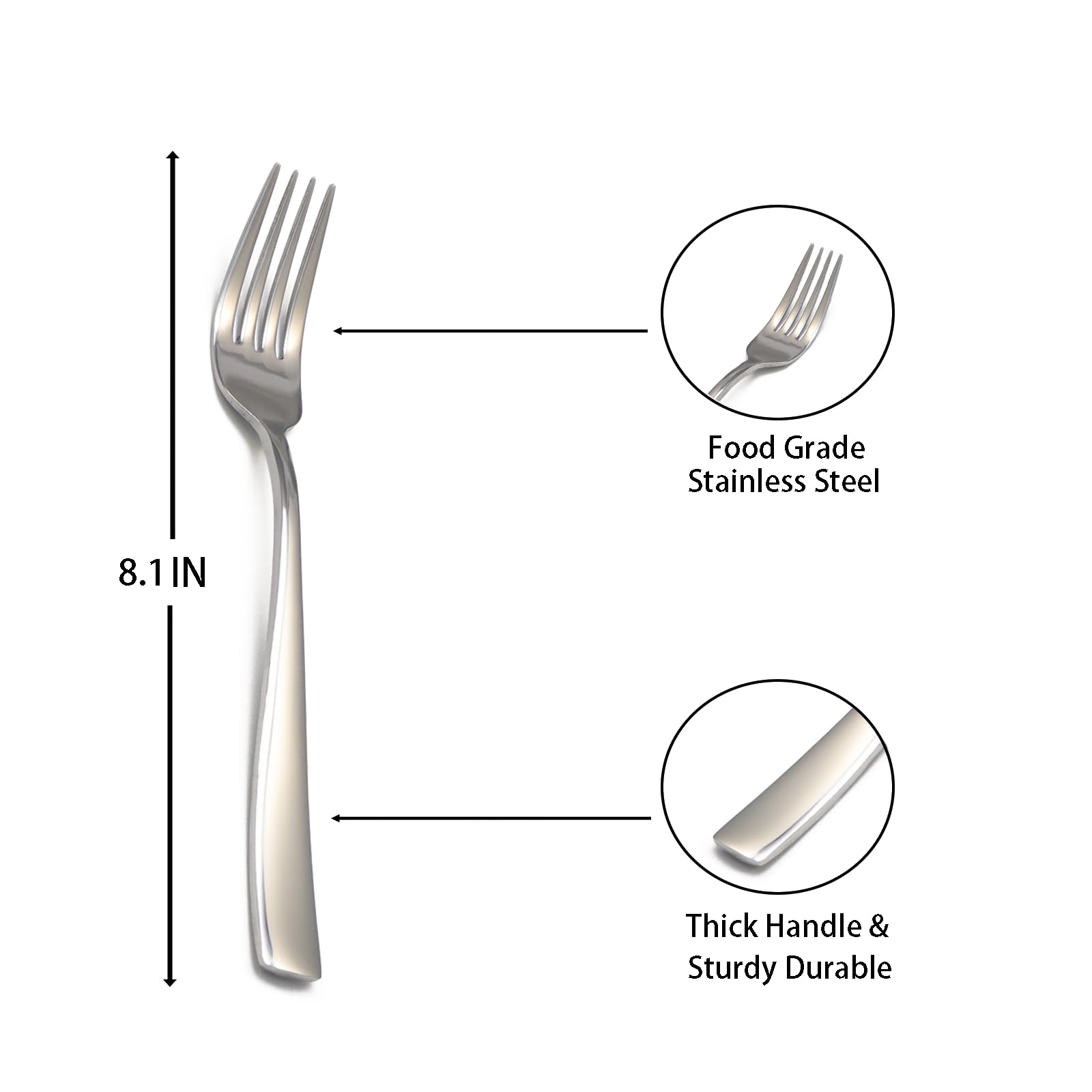 8-Piece Dinner Forks Set, Food Grade Stainless Steel Silverware Fork, Flatware Forks Use for Home, Kitchen, Restaurant, Dishwasher safe - 8.1 Inches — Amazon image 2