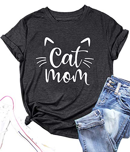 Lazychild Cat Mom Grafik T-Shirt Grau