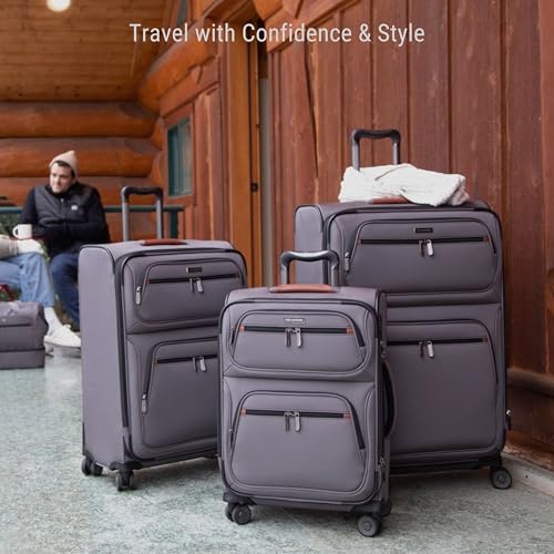 Image of Ricardo Beverly Hills Montecito 3.0 Softside Luggage Collection Expandable Suitcases with Wheels and TSA Lock, 25 inch Medium Check-in (French Gray, 25-inch Medium)