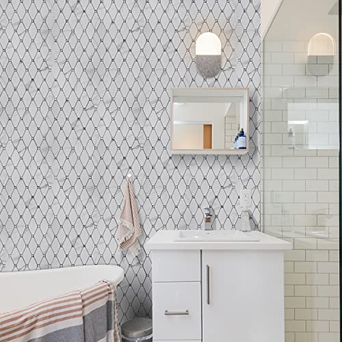 Stickgoo 10 Sheets Peel And Stick Backsplash, Calacatta Stick On Aluminum Composite Tiles Stikers, Self Adhesive Mixed Glass Backsplash For Kitchen, Bathroom, Fireplace, Rv #TOP3