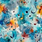 REDAMANCY Blue Watercolor Music Note Abstract Ink Art Peel and Stick Wallpaper Stick on Contact Paper Vintage Wall Paper Easy Peel Off for nightstand Drawer Cabinet Renter