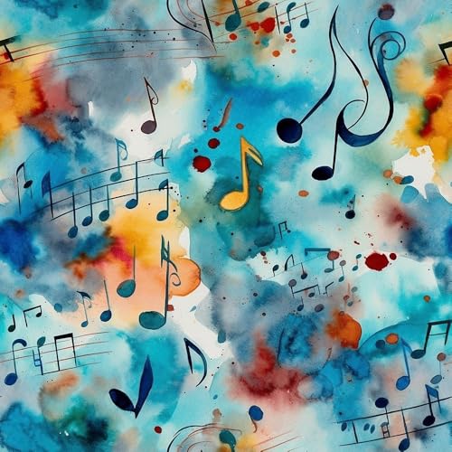 REDAMANCY Blue Watercolor Music Note Abstract Ink Art Peel and Stick Wallpaper Stick on Contact Paper Vintage Wall Paper Easy Peel Off for nightstand Drawer Cabinet Renter