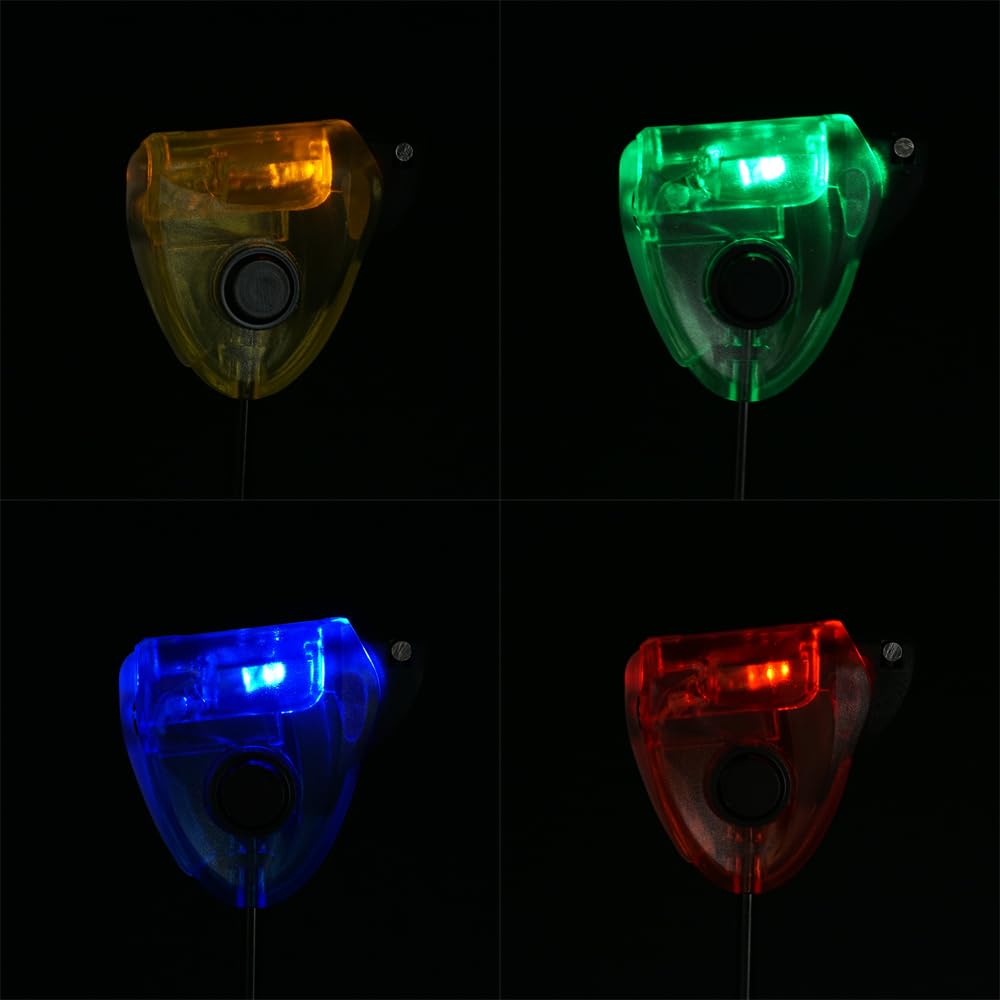 Hirisi Tackle Lot de 4 détecteurs de touche de pêche à la carpe avec lumière LED 2,5 mm