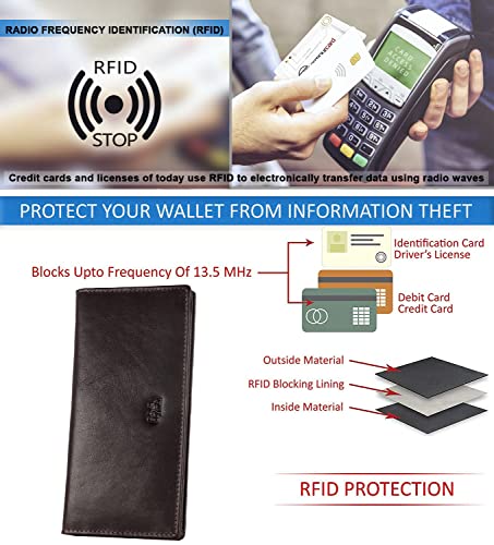 Image of RFID Blocking Mens Genuine leather Bifold Long Wallet