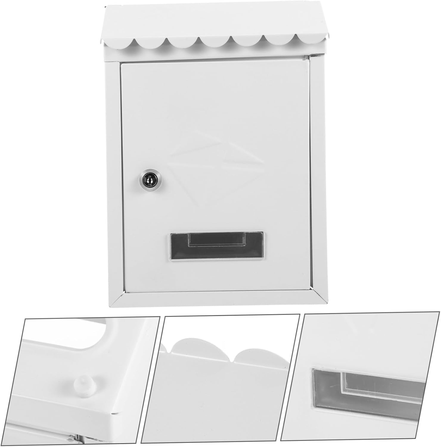 Vaguelly Vintage Wall Mount Mailbox White Iron Retro Letter Box with Lock Weatherproof Post Box for Outdoor Home and Office Use Easy Installation Capacity for Letters and Magazines