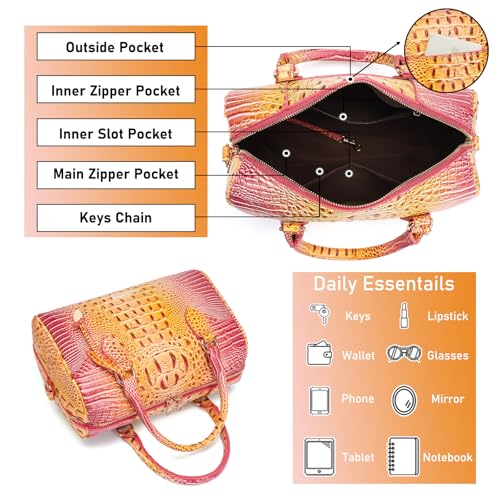 Image of Makcr Joacbv Top-Handle Crocodile Purses For Women Crossbody Leather Bags Trendy Large Capacity Tote with Shoulder Strap