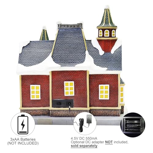 MOMENTS IN TIME Lighted Christmas Village Building Breakfast Nook LED Lights Music Battery Operated Plays 8 Holiday Songs Optional 4.5V Adapter Gift Wrapped Ready Décor - Image 6