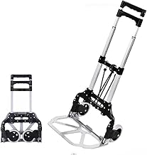 Folding Transport Trolley with Aluminium Frame for Loads up to 75 kg - Sliding Wheels - Telescopic Handle