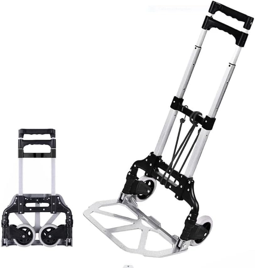 Fenixshop24 Carrello da trasporto pieghevole con struttura in alluminio per carichi fino a 75 Kg - ruote scorrevoli - manico telescopico