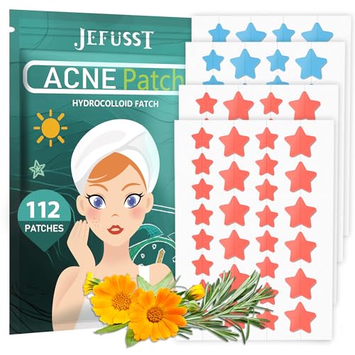 Star Acne Patches 112 Counts, Pimple Patch Pimple Patches for Face Pimple Patches Stars Hydrocolloid Acne Patches Cute Zit Patches Healing Sticker, Orange and Pink