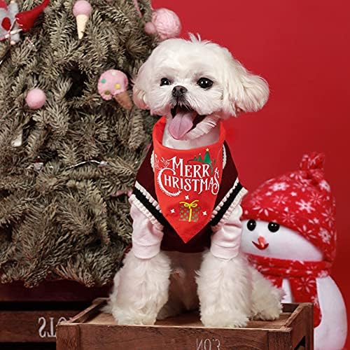 OmeHoin 2 Pack Dog Christmas Bandanas Double-layer Dog Bandanas Pet Scarf Triangle Dog Bibs Costume Decoration Accessories for Small to Large Dogs Cats
