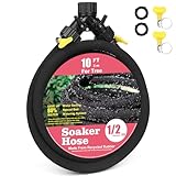 HZYOUMU Soaker Hose 10FT Ring for Trees 1/2 Inch Rubber Longer Lasting Drip Irrigation Save 70% of Water Great for Lawn and Yard