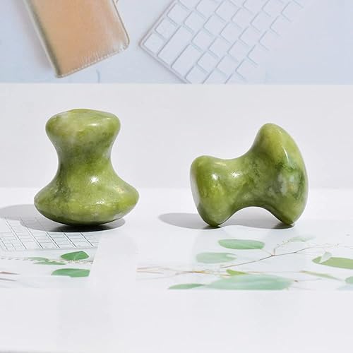 Miniatura 5 de 2 herramientas faciales de hongo, jade, gua sha, rodillo de jade, masaje de guasha, piedra de jade verde, con forma de hongo para eliminar las