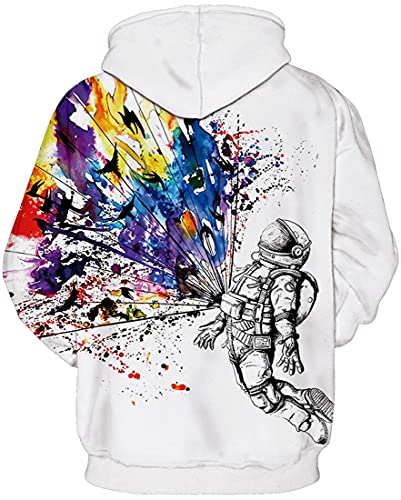 Chaos World Men's Novelty Hoodie Long Sleeves 3D Funny Graphic Print Sweatshirt Pullover(X-Large,Colorful Ink) #TOP2