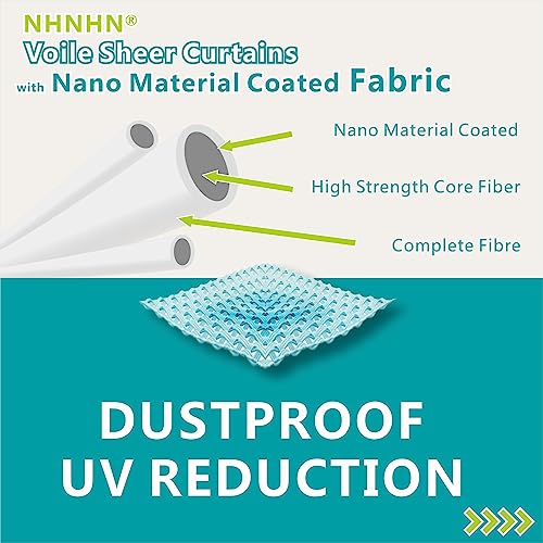 NHNHN Nano Material Coated Voile Sheer Curtains 2 Panles for Living Room Bedroom Kitchen Room Children's Room - Image 2